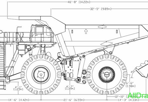 Liebherr T 282 B (2007) (Quarry dump truck) truck drawings (figures)